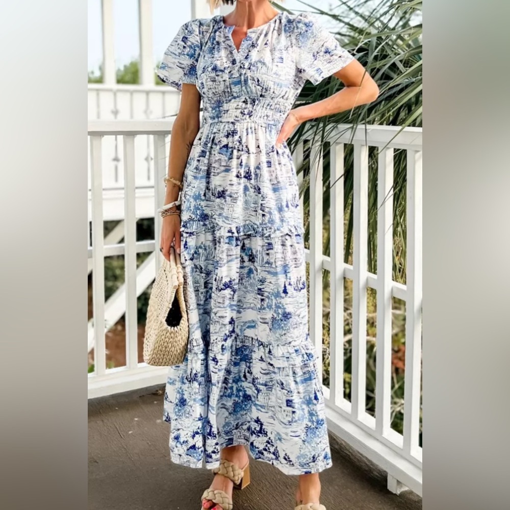 Sugarlips Blue and White Shea Maxi Dress